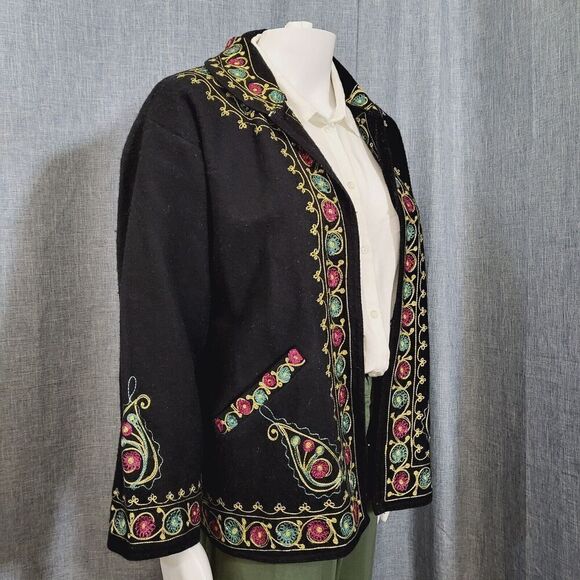 Unique Vintage Wool Embroidered Jacket 90s PASSPORTS OF PIER 1 Indian Women's M - Picture 1 of 16